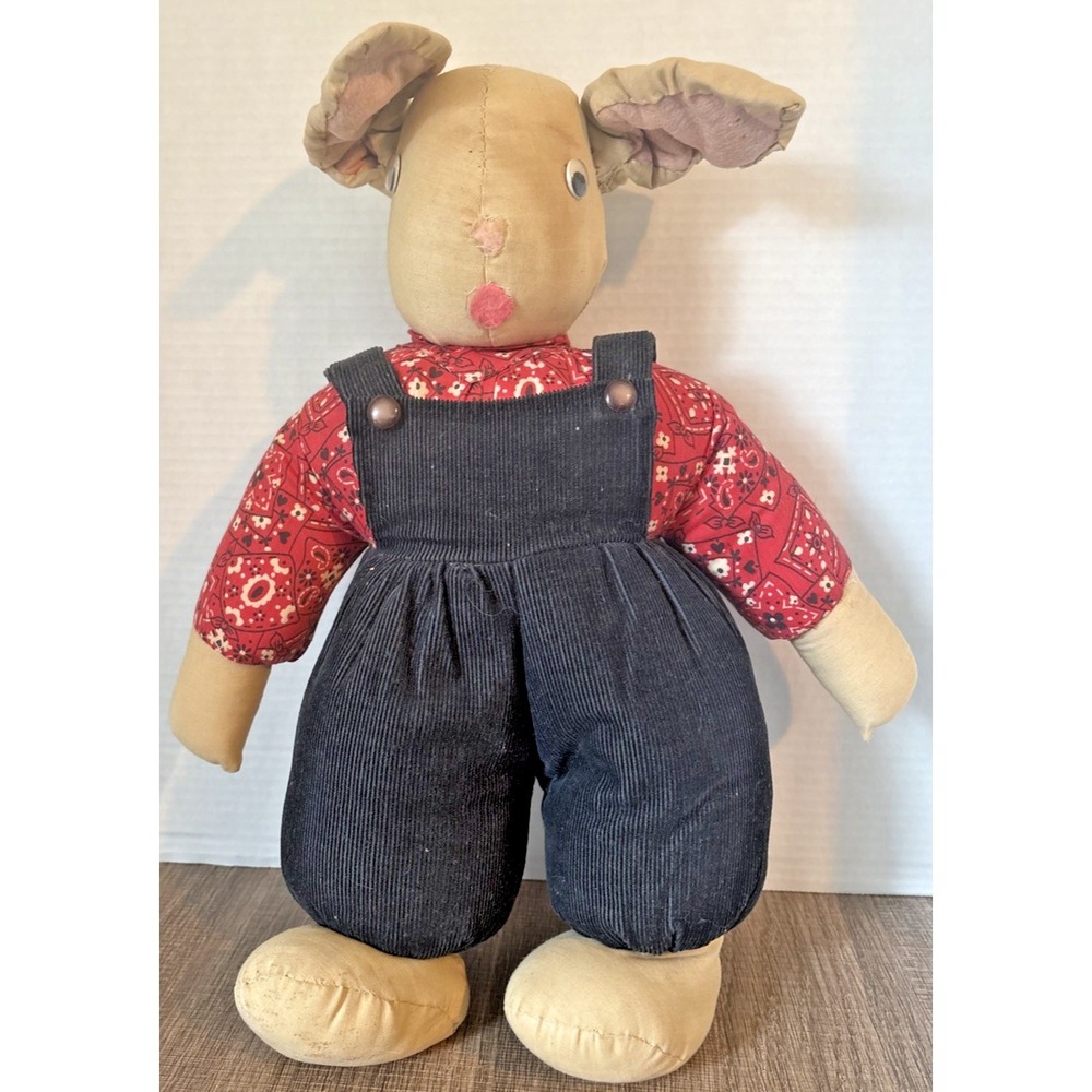 Vintage 1970s Bunny Rabbit Stuffed 20" Folk Art | Handmade Country Decor OOAK